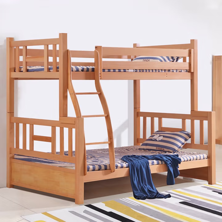 梦星魂榉木全实木架子床拔步床上下铺子母高低床二层床加宽加固双层床 榉木原木色 150*190厘米