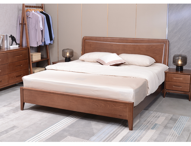 梦星魂尚木 榉木实木床工厂直销大床1.8米1.5原木双人婚床储物高箱床 榉木框架床 1500mm*1900mm