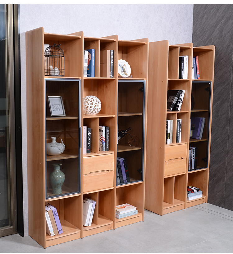 梦星魂尚木 榉木全实木书柜两门三门组合文件柜酒柜 4门书柜（榉木）