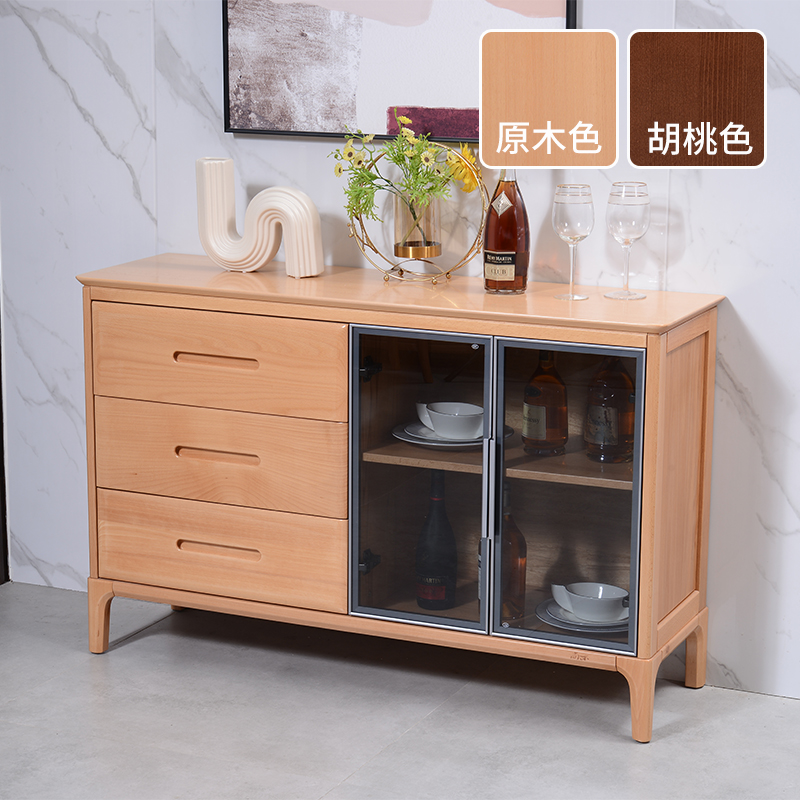 梦星魂尚木榉木餐边柜现代新中式全实木餐厅餐具柜 榉木餐边柜（原木色） 榉木全实木
